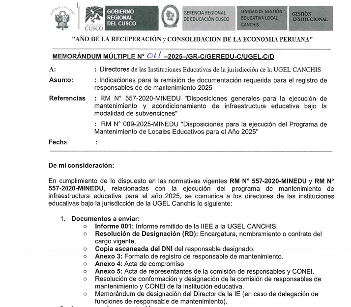 Indicaciones para la remisión de documentación requerida para el registro de responsables de de mantenimiento 2025 